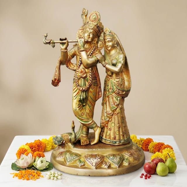 Brass Showpiece Radha Krishna God Idol Statue  - 11*8*17 inch (BS399 A)