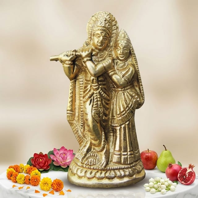 Brass Showpiece Radha Krishna God Idol Statue  - 2*0.9*3.7 inch (BS1007 C)