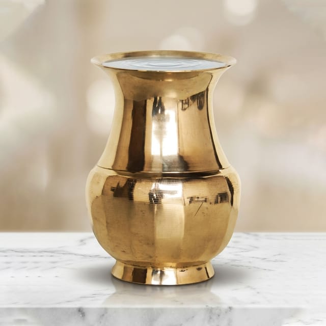 Pure Brass Lota Amkhora No. 8 - 5*5*6 inch, 1 Liter (Z505 H)