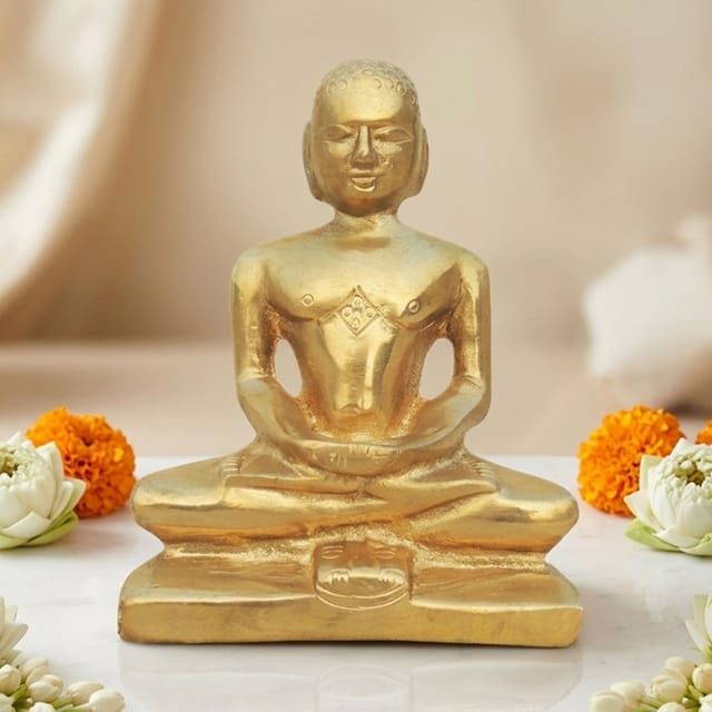 Brass Showpiece Mahaveer Ji Statue - 3.6*1.6*4.6 inch (BS1254 C)