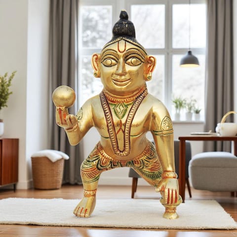 Brass Laddu Gopal Statue Murti Idol - 3.6*3.2*6.2 inch (BS1253 C)