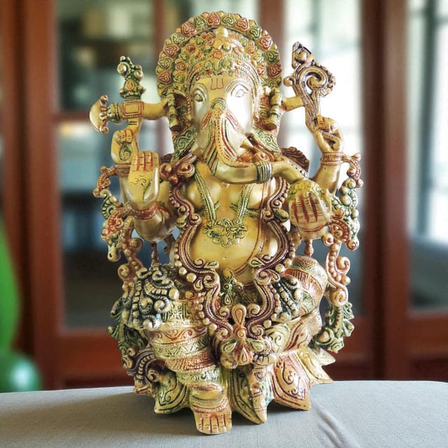 Brass Showpiece Ganesh Ji Statue - 11*8*16 inch (BS1124 G)