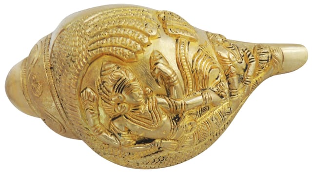 Brass Showpiece Shankh, Conch with Sound - 6.5*3.5*3.2 inch (BS1277 C)