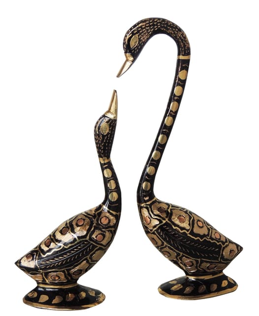 Brass Showpiece Duck Pair Statue - 7.5*1.6*9.2 inch (AN214 A)