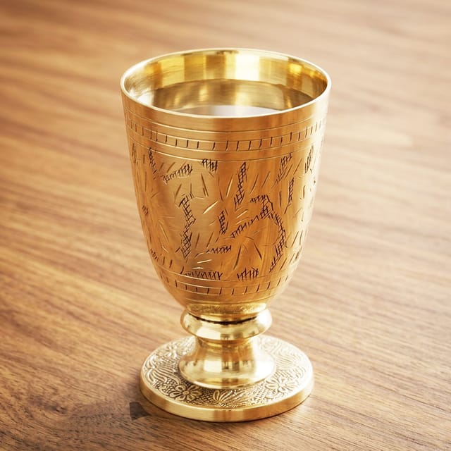 Pure Brass Glass, 260 ML - 3*3*5 inch (Z268 F)