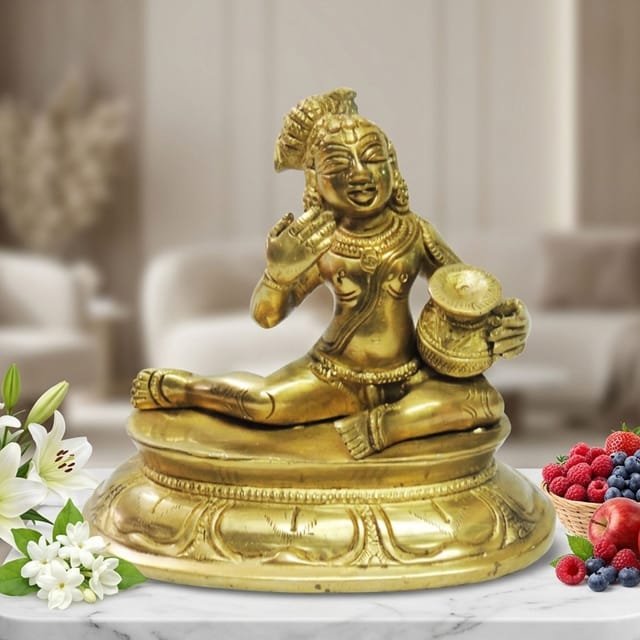 Pure Brass Makhan Krishna statue -6*3.5*5 Inch (BS201)