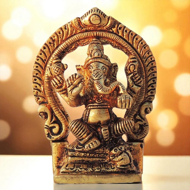 Brass Showpiece Ganesh Ji God Idol Statue - 2.8*1*3.5 Inch (BS596 G)