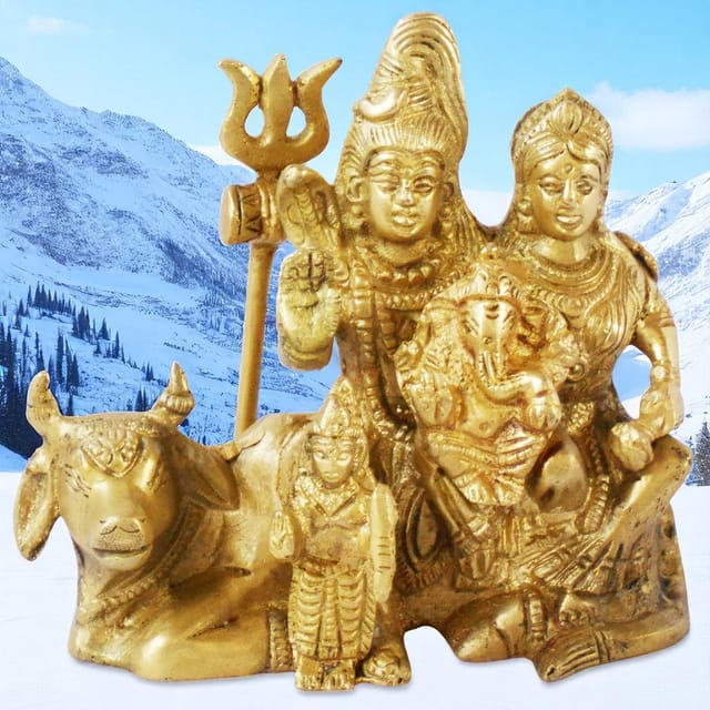 Brass Showpiece Shiv Parivaar Statue - 5.5*2.5*5.2 Inch (BS1109 C)