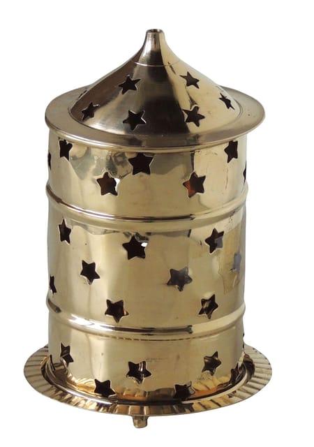Brass Table Decor Oil Lamp, Deepak - 3.6*3.6*6.5 Inch (Z539 C)
