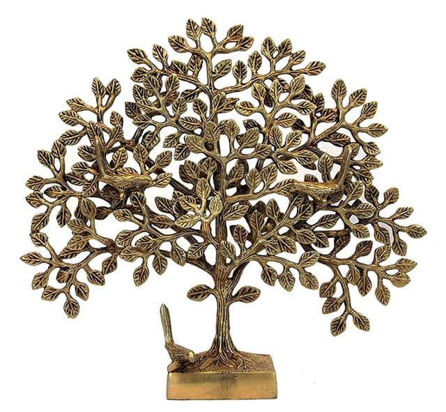 Brass Showpiece Wall Hanging Kalpavriksha Tree Statue - 0*2.2*11.5 Inch (BS1297 C)