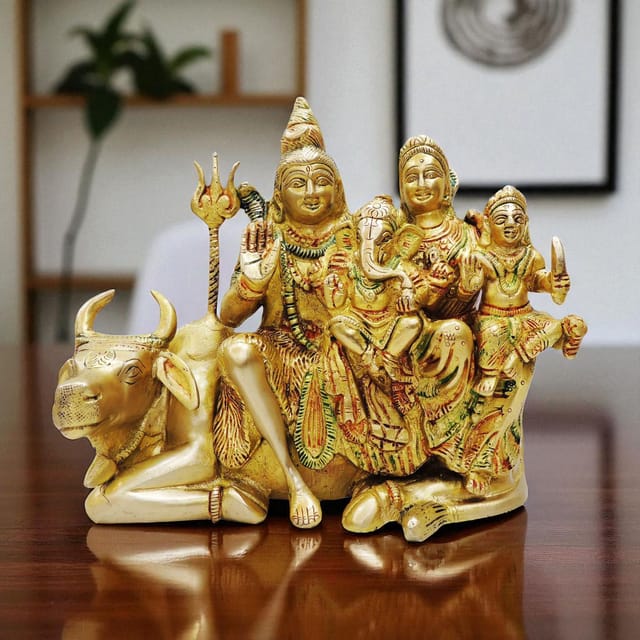 Brass Showpiece Shiv Parivar With Nandi Statue - 9*4.5*8 Inch (BS736 B)