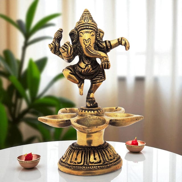 Brass Showpiece Dancing Ganesha Statue - 3.5*3.5*5.2 Inch (BS218 B)