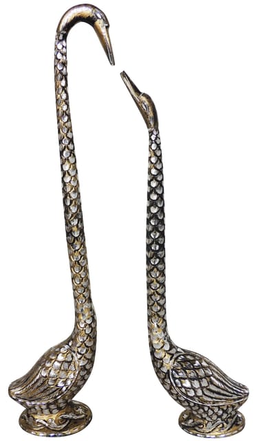 Aluminium Showpiece Duck Pair Statue - 4*3*20 Inch (AN233 B)