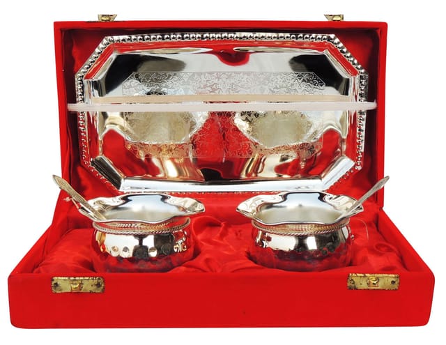 Brass 2 Bowl Set With Velvet Box (B014 A)