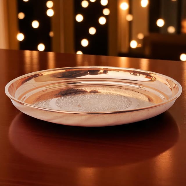 Copper Thali  - 11.5*11.5*1.5 Inch (BC168 E)