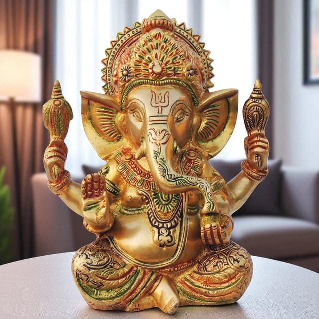 Brass Showpiece Ganesh Ji Statue - 7*4*8.5 Inch (BS668 Y)