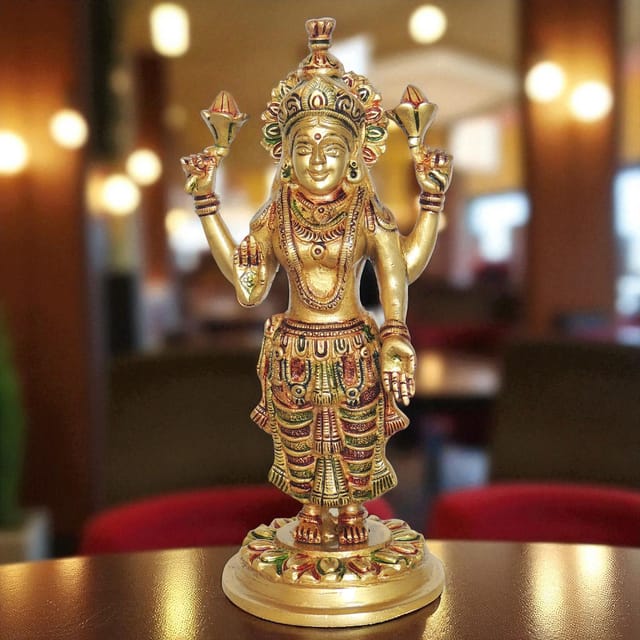 Brass Showpiece Laxmi Colour God Idol Statue - 4.5*3.5*9.3 Inch (BS1412 L )