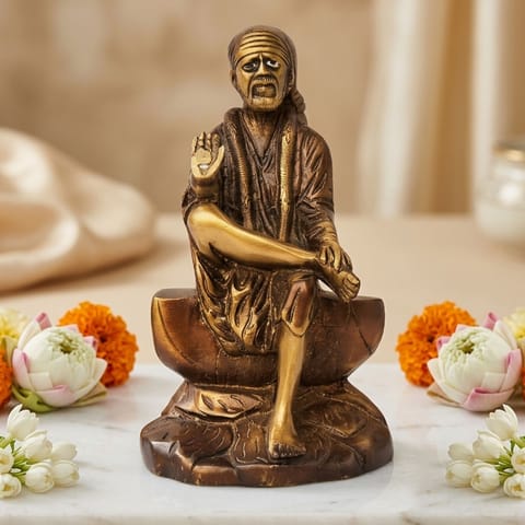 Brass Showpiece Sai Baba God Idol Statue - 5*3.5*8.5 Inch (BS734 C )