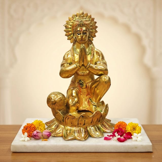 Brass Showpiece Hanuman ji statue Idol - 9.2*9.2*15 Inch (BS1419 H)