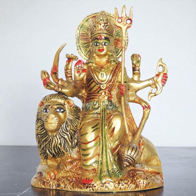 Brass Showpiece Durga Ji God Idol Statue - 4.5*3*6.5 Inch (BS937 M)