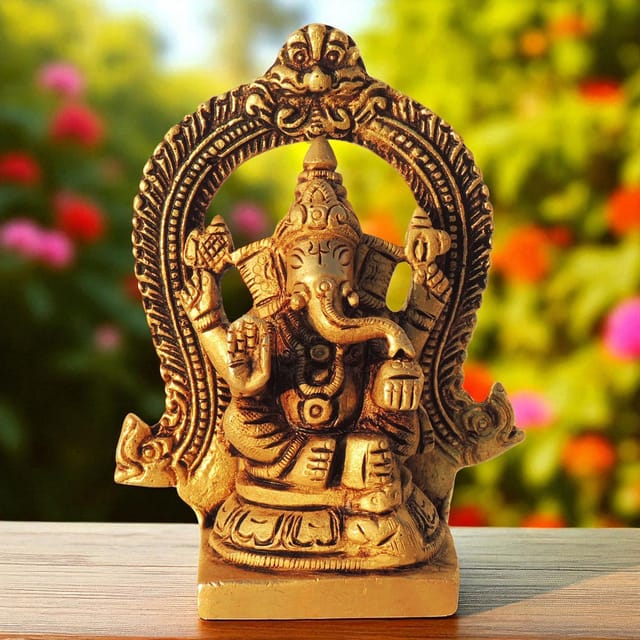 Brass Showpiece Ganesh Ji God Idol Statue - 3*1.5*4 Inch (BS1447 G)