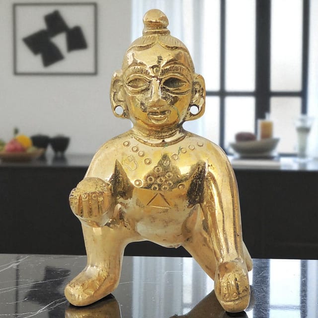 Brass Showpiece Laddu Gopal statue Idol - 3.2*1.5*2.5 Inch (BS871 M)