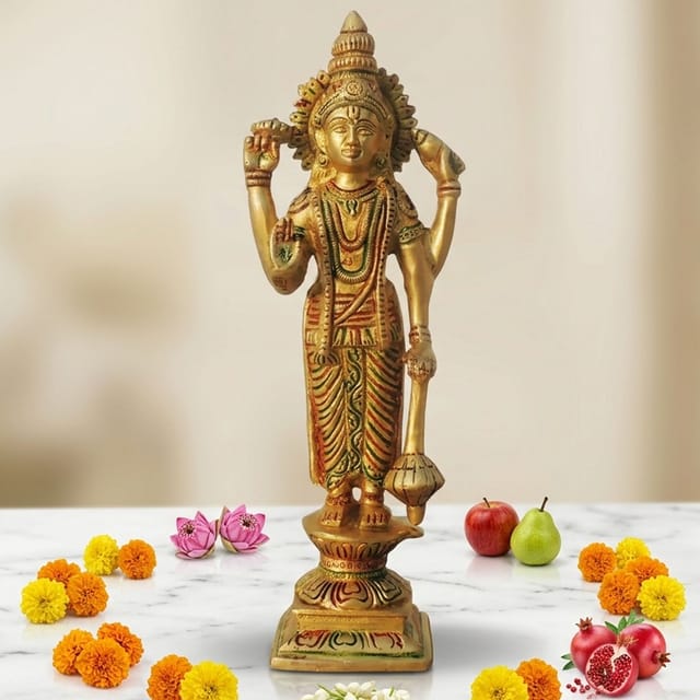 Brass Showpiece Vishnu Ji God Idol Statue - 3.2*2.2*9.6 Inch (BS1575 V )