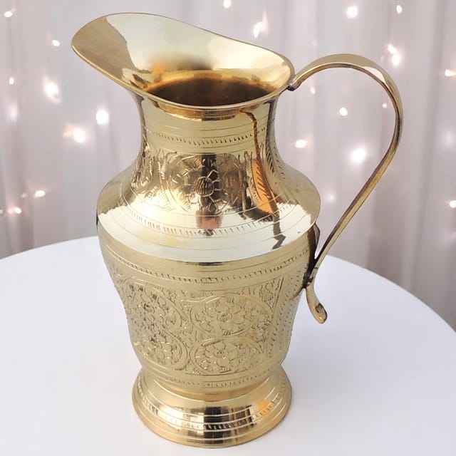 Brass Drinking Water Jug, Pitcher 1 Liter - 6.5*4.5*8.5 Inch (BC167 C)
