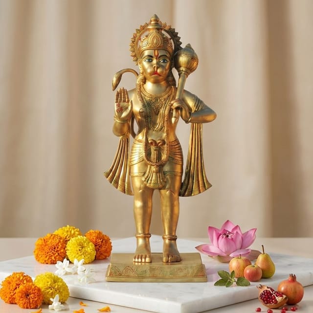 Brass Showpiece Standing Hanuman Ji God Idol Statue - 15*10*35 Inch (BS1301 M)