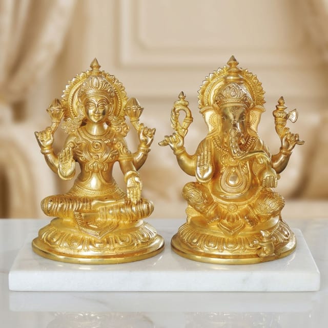 Brass Showpiece Laxmi Ganesh Pair God Idol Statue (BS1025)