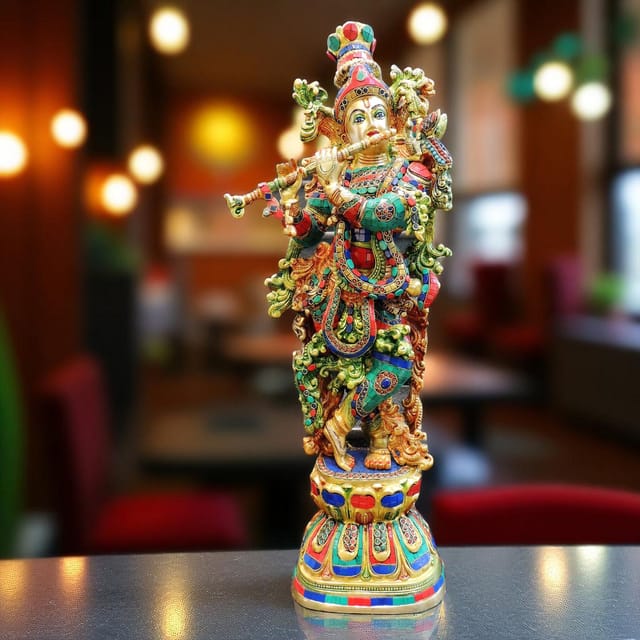 Brass Showpiece Krishna Ji God Idol Statue - 9.5*5*29 Inch (BS1676 K)