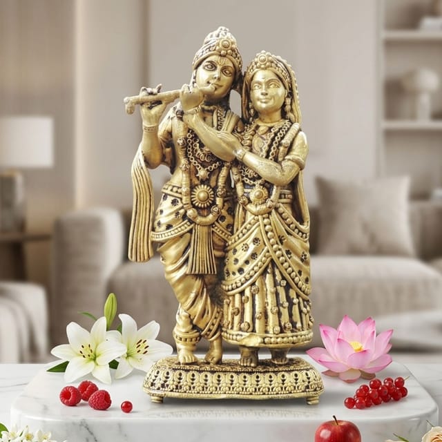 Brass Showpiece Radha Krishan Pair Statue, Made From Machine - 3*2*5.6 Inch (BS1733 F)