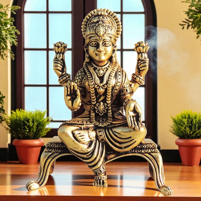 Brass Showpiece Laxmi Ji God Idol Statue, Made From Machine - 3*1.5*4 Inch (BS1700 L)