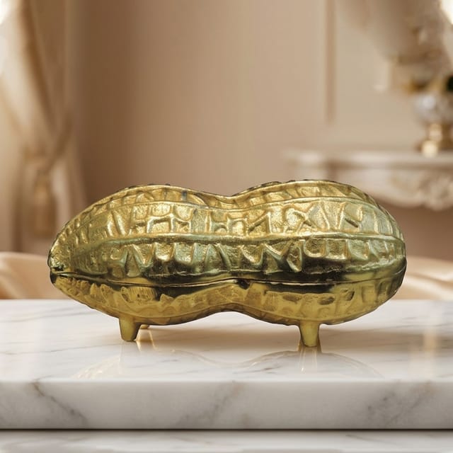 Aluminium Decorative Peanut Shape Dry Fruit Box No. 4 - 9.2*4*4 Inch (AT067 C)