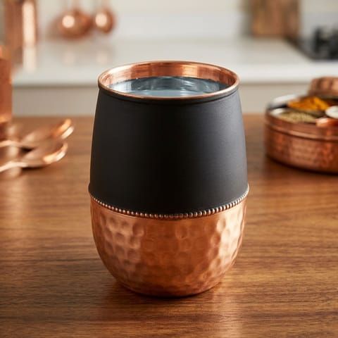 Copper Damru Glass Black - 3*3*4 Inch (BC183 B)
