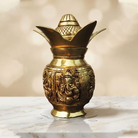 Brass Showpiece Kalash God Idol Statue - 5.2*5.2*7 Inch (BS1082 D)