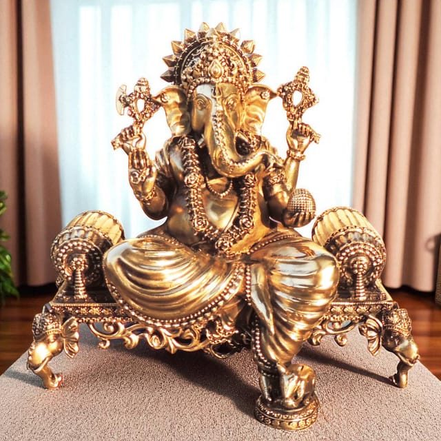 Brass Showpiece Ganesh Ji God Idol Statue - 8*4.2*7.5 Inch (BS1805 G)