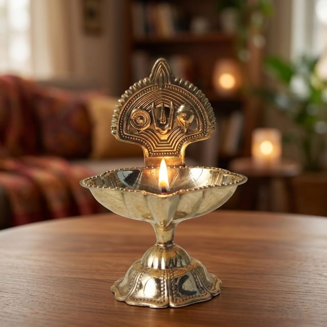Brass Table Decor Trishul Deepak No. 4 - 3.3*3*4.3 Inch (F781 E)