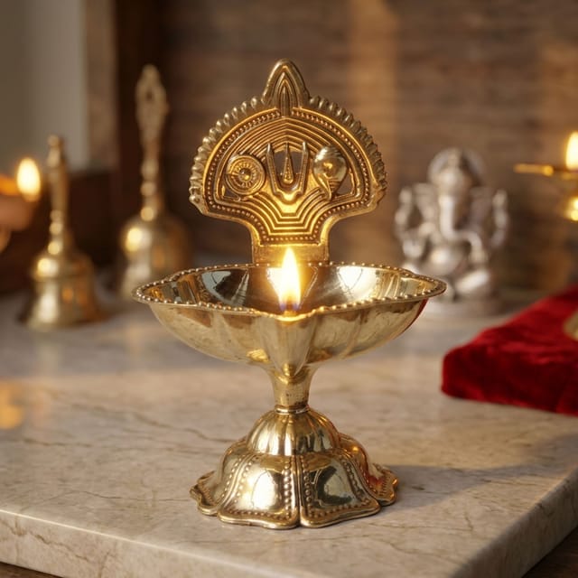 Brass Table Decor Trishul Deepak No. 2 - 2.5*2.2*3.5 Inch (F781 C)