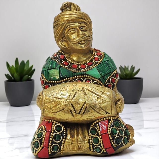Brass Showpiece Male Musical Statue - 3*2.5*4.5 Inch (BS1830 A)