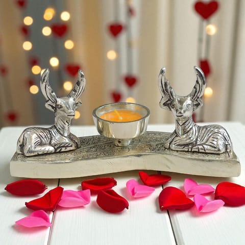 Aluminium Showpiece Double Deer Basket - 7*2*3.5 Inch (AS496 S)