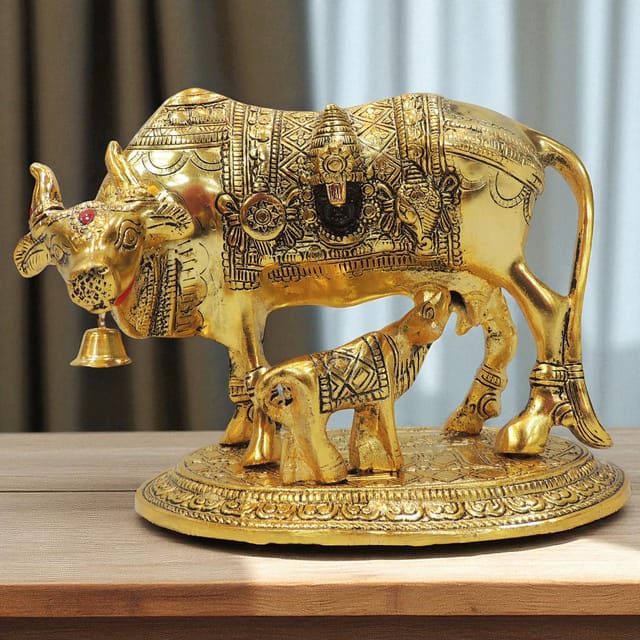 Aluminium Showpiece Cow - 8*4.7*6 Inch (AS477 G)