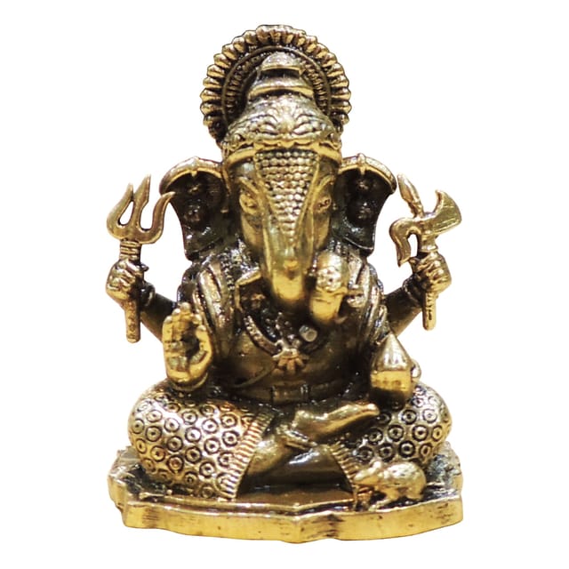 Brass Showpiece Ganesh Ji God Idol Statue - 1.5*1*2 Inch (BS1851 G)