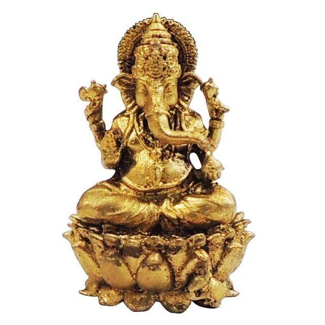 Brass Showpiece Ganesh Ji God Idol Statue - 1*1*1.5 Inch (BS1870 G)