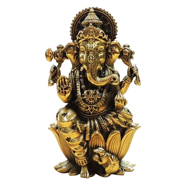 Brass Showpiece Ganesh Ji God Idol Statue - 2.5*2*4 Inch (BS1847 G)