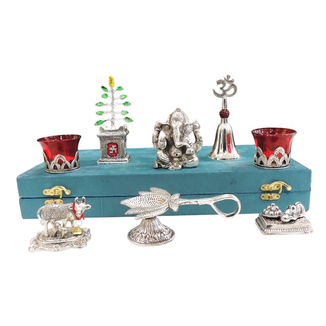 Aluminium Showpiece Ganesh Ji With Tulsi Tree Gift Set (AS530 G)