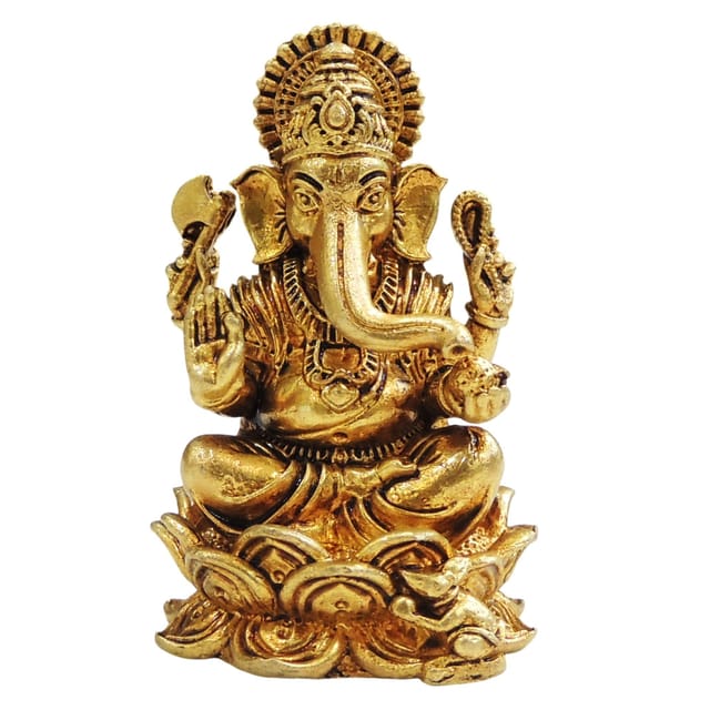 Brass Showpiece Ganesh Ji Statue - 1.5*1.5*2.5 Inch (BS1895 G)