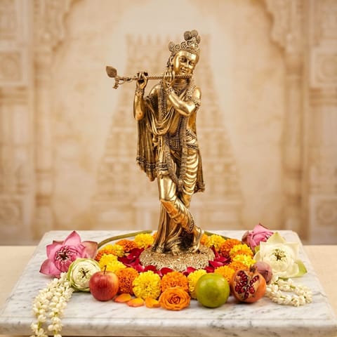 Brass Showpiece Krishna Statue - 5.5*5.5*16 Inch (BS1806 L)
