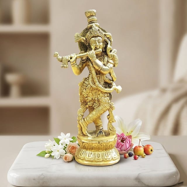 Brass Showpiece Krishna God Idol Statue - 3.5*2*9 Inch (BS844 X)