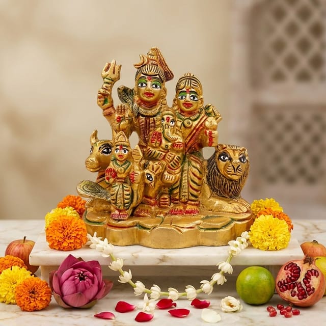 Brass Showpiece Shiv Parivar God Idol Statue - 3.5*2*3.7 Inch (BS493 M)
